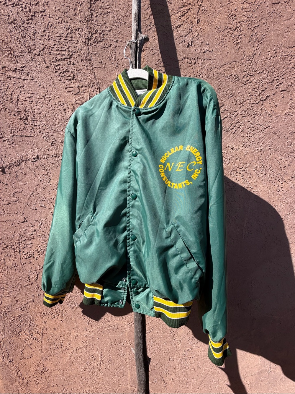 Vintage Green Nuclear Energy Consultants Bomber Jacket XL USA made